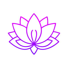 Lotus flower icon in purple line art design  