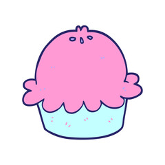 cartoon pie in bright neon color