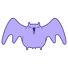 spooky cartoon bat in bright neon color