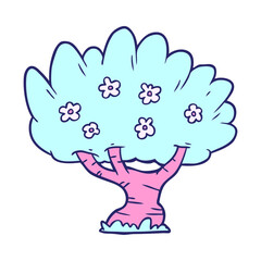 cartoon tree in bright neon color