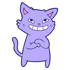 happy cartoon cat in bright neon color