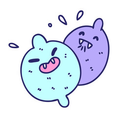 cartoon of two vampire lemons the most terrifying fruit in bright neon color