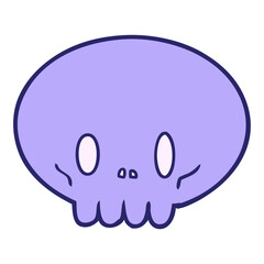 cartoon skull in bright neon color