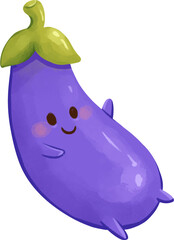 Cute Hand Drawn Eggplant Character