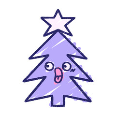 Fototapeta premium Christmas Tree Chalk Drawing in bright neon color