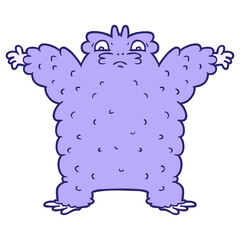 cartoon yeti in bright neon color