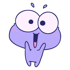 cartoon illustration kawaii excited cute frog in bright neon color