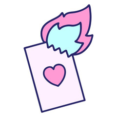 tattoo in traditional style of a flaming card in bright neon color