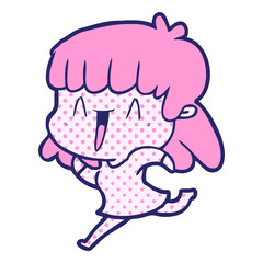 cartoon woman in bright neon color