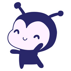 cartoon illustration kawaii of a cute lady bug in bright neon color