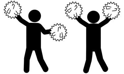 ポンポンを持って応援するチアリーダーのピクトグラム