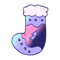 cartoon doodle christmas stocking in bright neon color