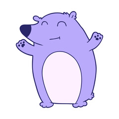 happy polar bear cartoon in bright neon color