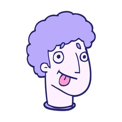 cartoon doodle male face in bright neon color