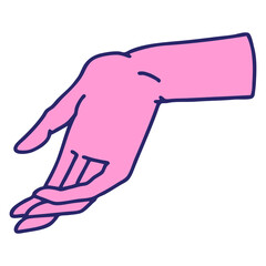 iconic tattoo style image of a hand in bright neon color