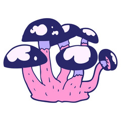 cartoon mushrooms in bright neon color