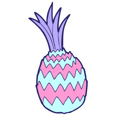 cartoon pineapple in bright neon color