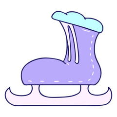 hand drawn cartoon doodle of an ice skate boot in bright neon color