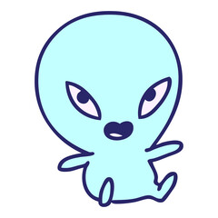 cute cartoon of an alien in bright neon color