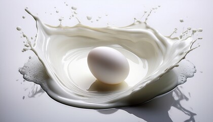 Fototapeta premium a white egg is sitting in a white liquid