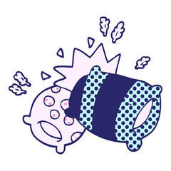 cartoon doodle pillows in bright neon color