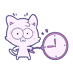 cartoon surprised cat in bright neon color