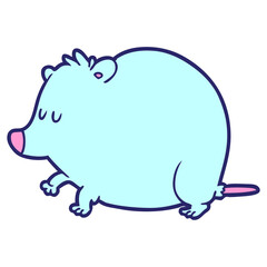 cartoon shrew in bright neon color