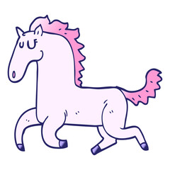 cartoon doodle running horse in bright neon color