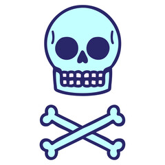 iconic tattoo style image of a skull in bright neon color