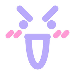 victorious mean face icon in bright neon color