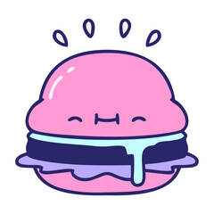 cartoon of a tasty burger in bright neon color