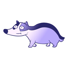 cartoon friendly badger in bright neon color
