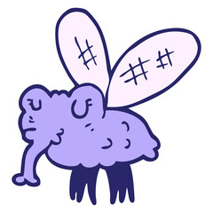 cartoon fly in bright neon color