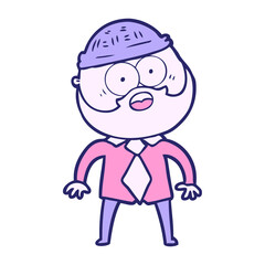 cartoon bearded man in bright neon color