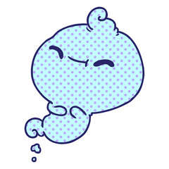 freehand drawn cartoon of kawaii scary ghost in bright neon color