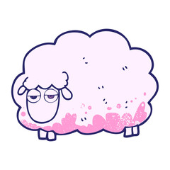 freehand textured cartoon muddy winter sheep in bright neon color