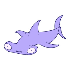 cartoon hammerhead shark in bright neon color