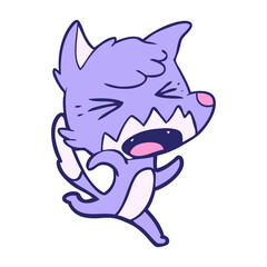 angry cartoon fox running in bright neon color