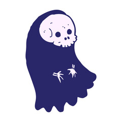 cartoon spooky ghoul in bright neon color