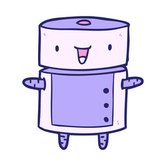cute cartoon robot in bright neon color
