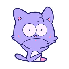 cartoon nervous cat in bright neon color