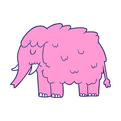 cartoon mammoth in bright neon color