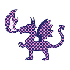 comic book style cartoon red dragon in bright neon color