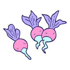 cartoon doodle beetroot plants in bright neon color