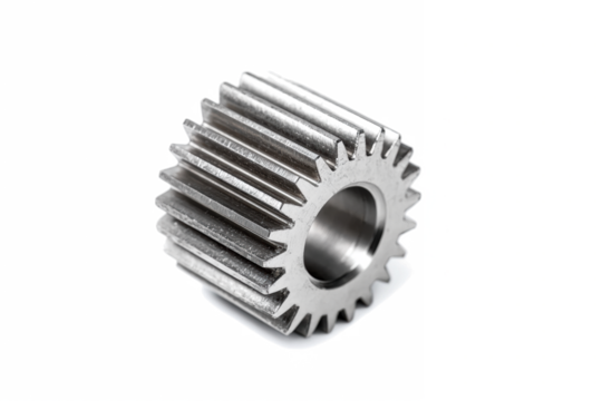 3D Rendered Metallic Gear, Isolated on Transparent Background