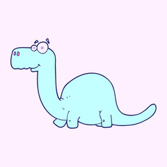 freehand drawn cartoon dinosaur in bright neon color