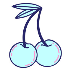 tattoo in traditional style of cherries in bright neon color