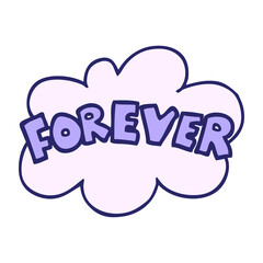 cartoon word Forever in bright neon color