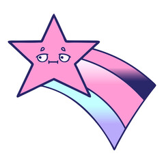 gradient shaded cartoon of a shooting rainbow star in bright neon color