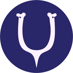 iconic tattoo style image of a wish bone in bright neon color